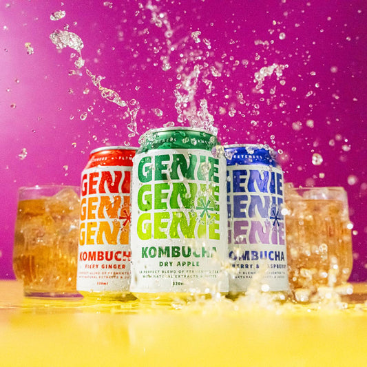 GENIE Kombucha Mixed Pack β Blueberry & Raspberry, Fiery Ginger, and Dry Apple