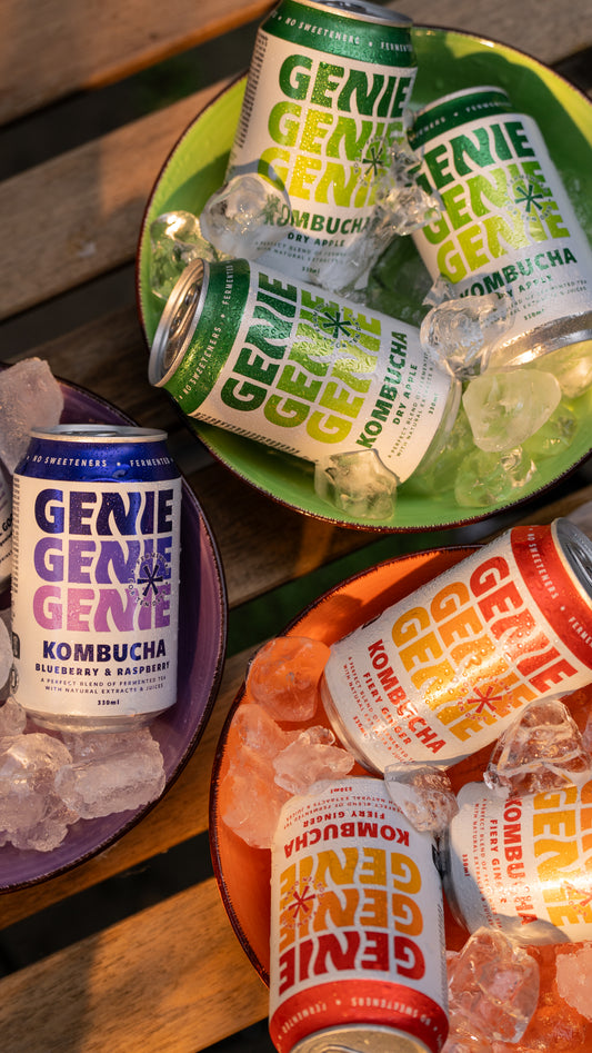 B2B - GENIE Kombucha Mixed Pack – Blueberry & Raspberry, Fiery Ginger, and Dry Apple (WHOLESALE b2b)